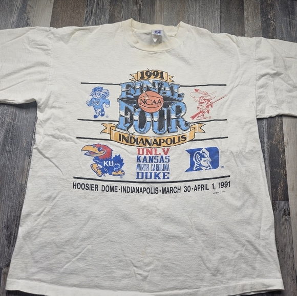 NCAA Final Four Basketball Vintage Tshirt 1991 UNLV Kansas North Carolina Duke S - Picture 2 of 14